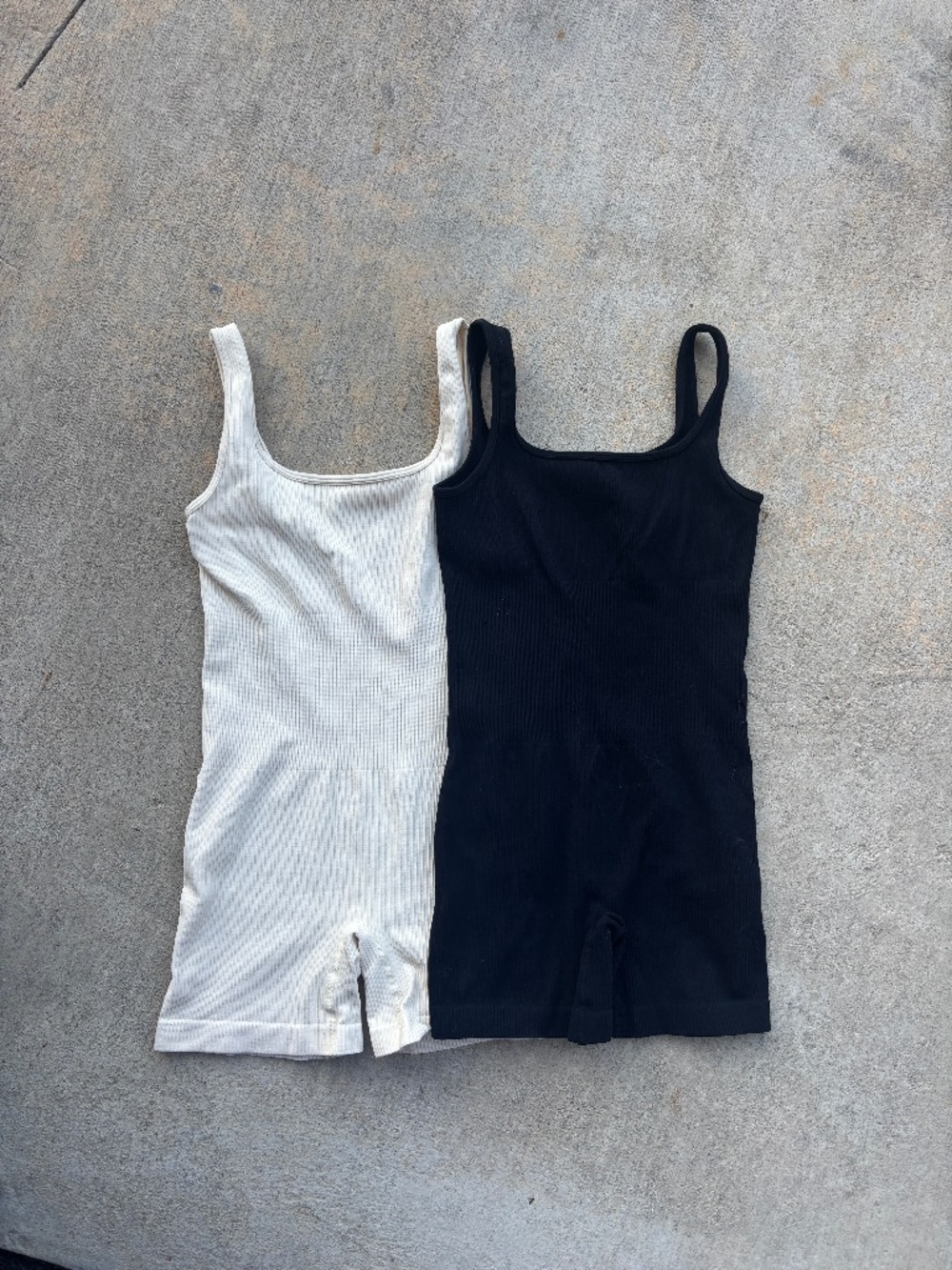 2pcs Black / Cream Bodycon Romper/Playsuits